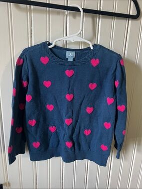 GAP Kids Navy Sweater with Bright Pink Heart Motif